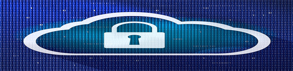 Graphic depicting a padlock, a cloud and lots of binary data.